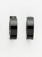 NVR Men's Black Rhodium-Plated Stainless Steel Hoop Earrings - Distacart