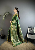 Joban Fashion Green Paisley Soft Silk Banarasi Saree - Distacart
