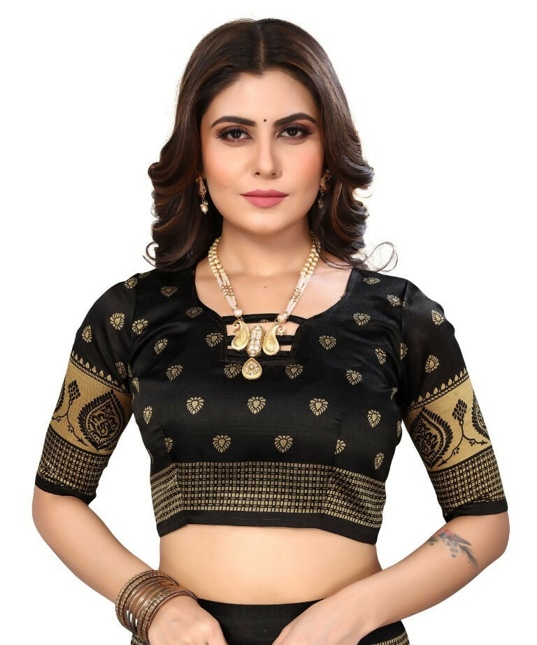 Vamika Black Printed Art Silk Saree
