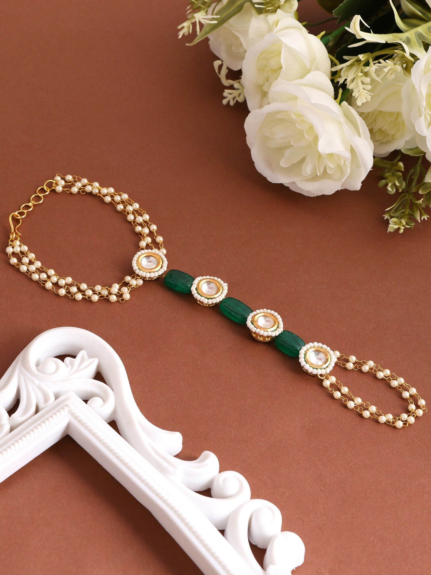 Ruby Raang Emerald Pearl Hand Harness - Distacart
