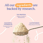 Gritzo SuperMilk Growth+ (Formerly Height+) Unsweetened Drink Mix (13+y Girls), 13g Protein Powder - Creamy Vanilla