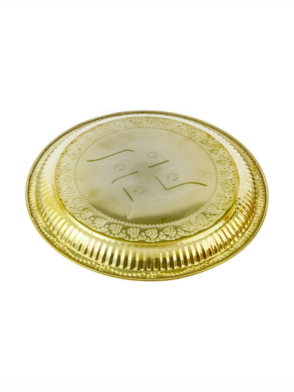 Spillbox Gold-Toned Brass Swastika Thali Pooja Essential