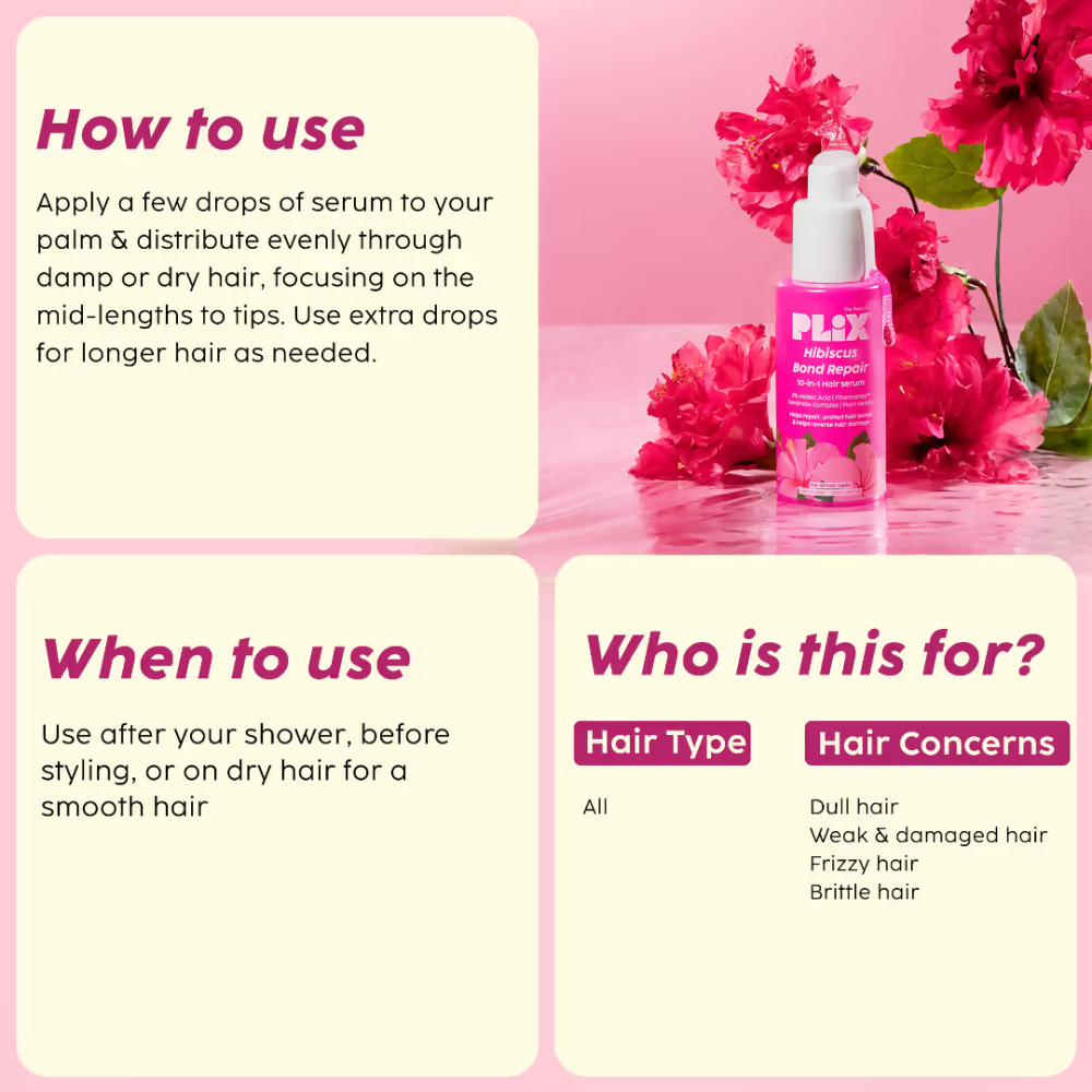 PLIX The Plant Fix Hibiscus Bond Repair 10-In-1 Hair Serum - Distacart