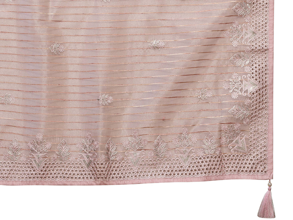Pink Silk Embroidered Saree With Unstitched Blouse - Nimaya Kaksha