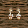 Joban Fashion Women Brass Golden White Ad Earrings - Distacart