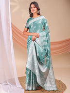 Shree Shyam Fashion Varnika Sea Green Linen Cotton Saree