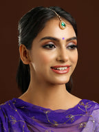 Ruby Raang Tear Drop Green Meenakari with Diamond Maang Tikka - Distacart