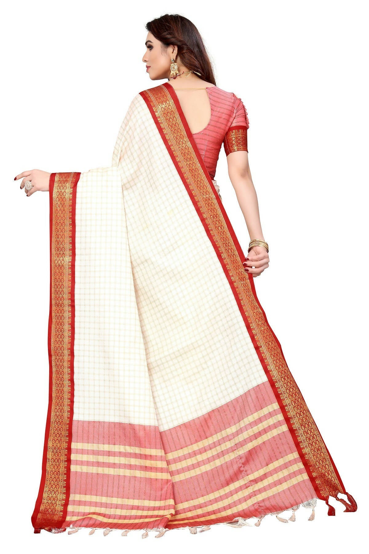 Vamika Weaving White Cotton Silk Saree - Distacart