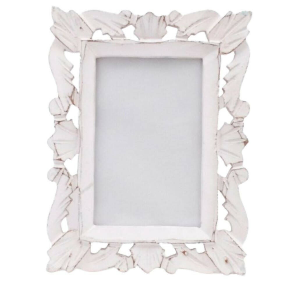Adan's Homes PF01 Decorative Handcrafted Wooden Photo Frame (White)
