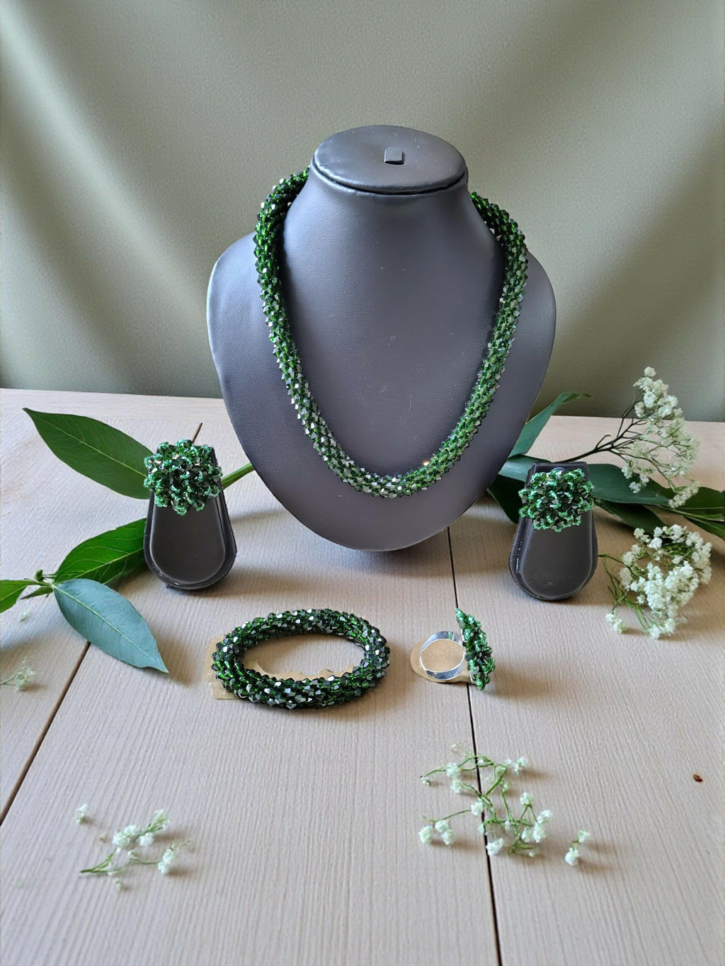 Inhanns Rangshine 4-In-1 Crystal Glam Set - Handmade - Dark Green