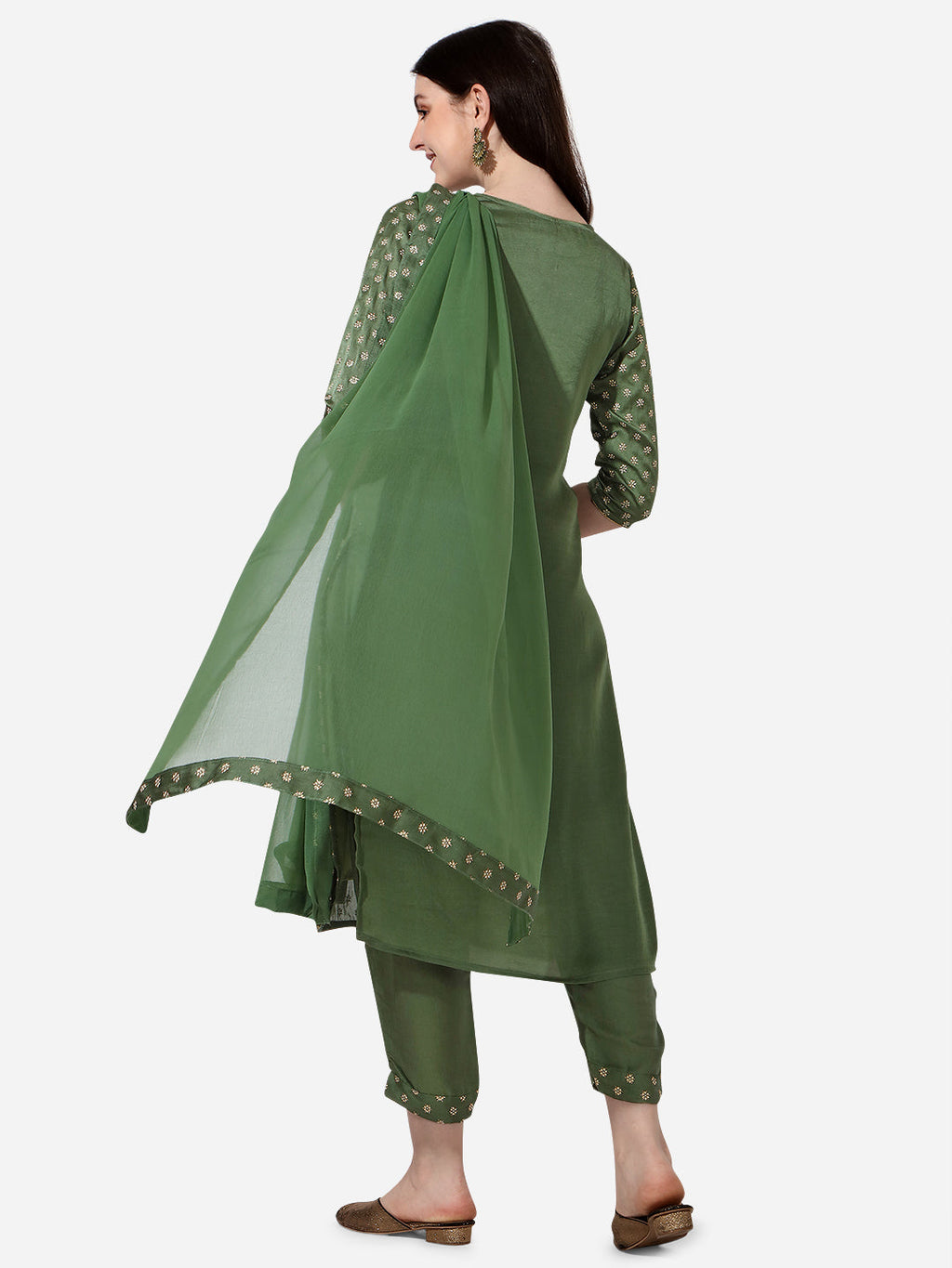 Embroidered Silk Kurta With Pant And Dupatta Set, Multicolor - Hiral Fashion - Distacart