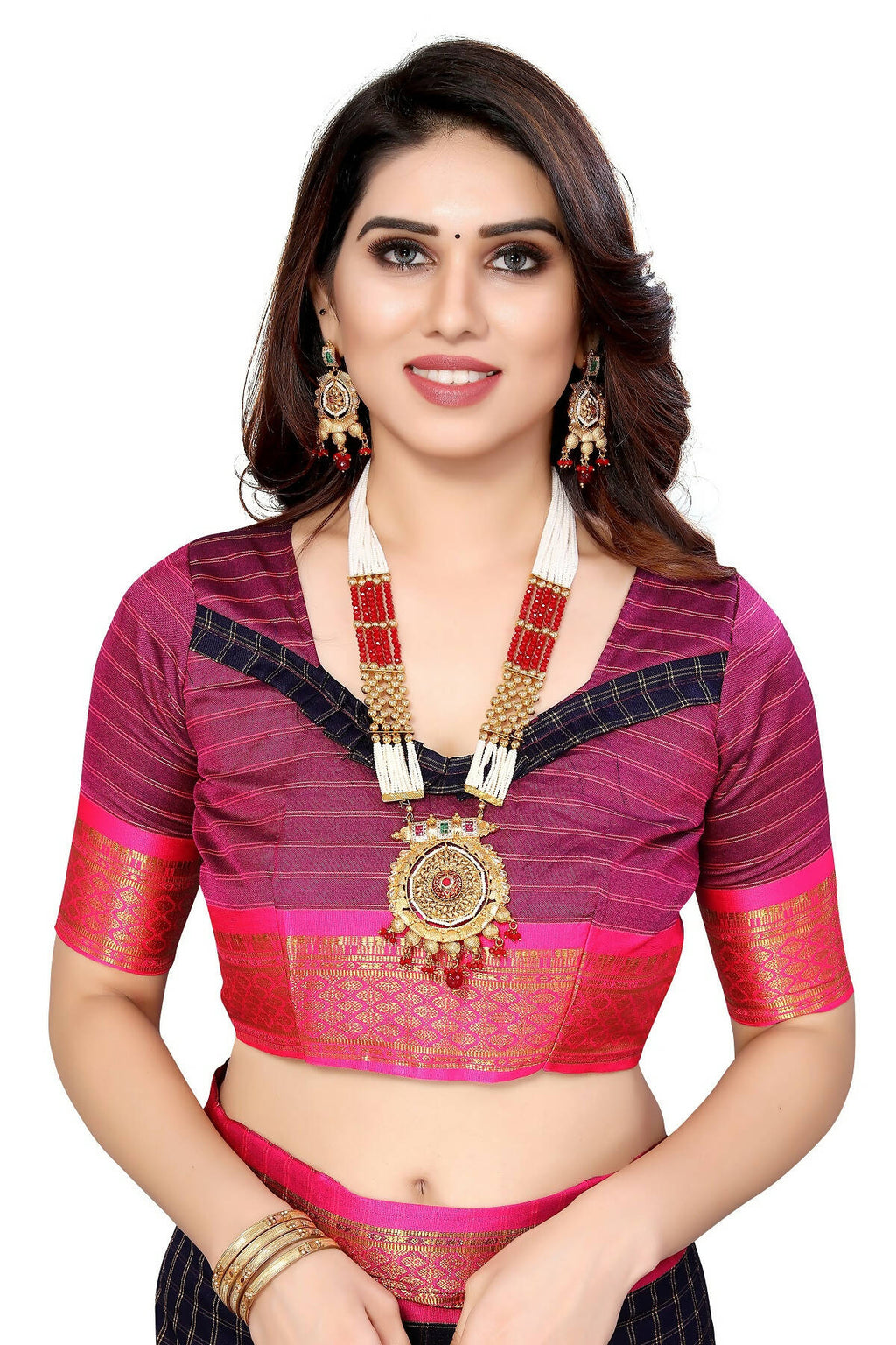 Vamika Weaving Navy Cotton Silk Saree - Distacart