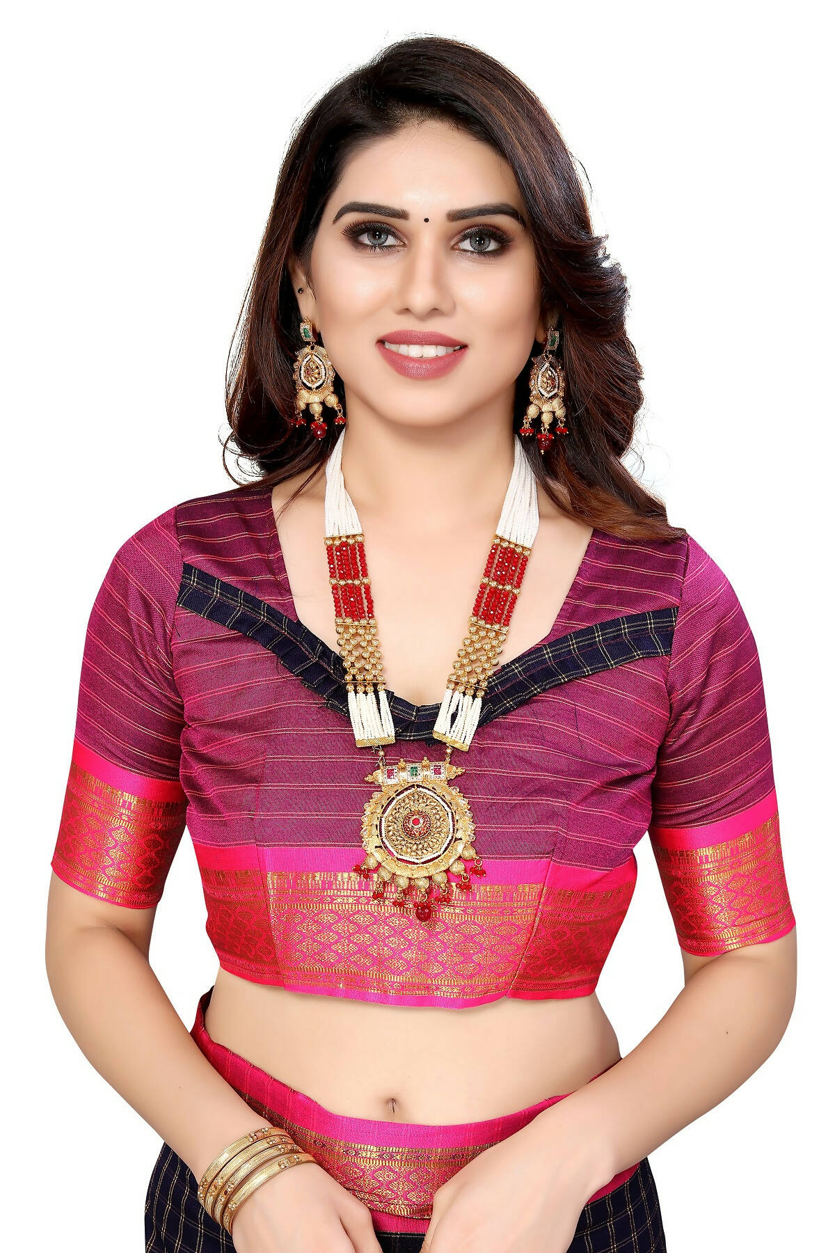 Vamika Weaving Navy Cotton Silk Saree - Distacart