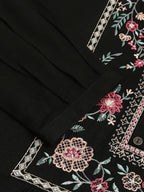 Black Rayon Yoke Embroidered A-line Top - Tarini