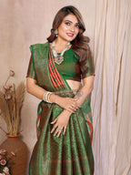 Aastha Fashion Red Banarasi Tissue Silk Weaving Saree - Distacart