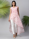 Ahalyaa Women Pink Organza Digital Printed Dress - Distacart