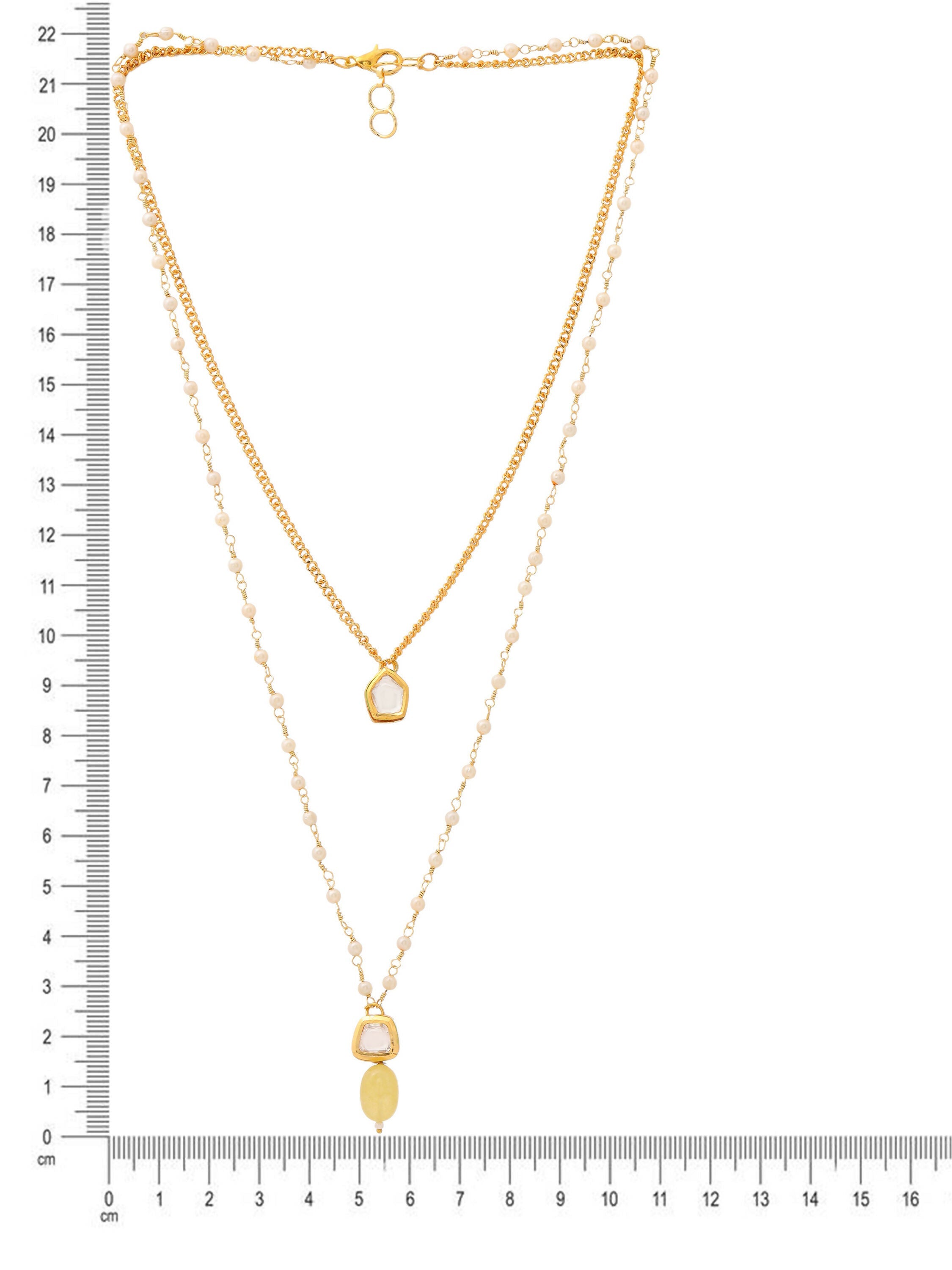 Ruby Raang Double Layered Yellow Onyx and Kundan Necklace