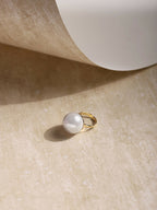 White Pearl Adjustable Ring- Ruby Raang