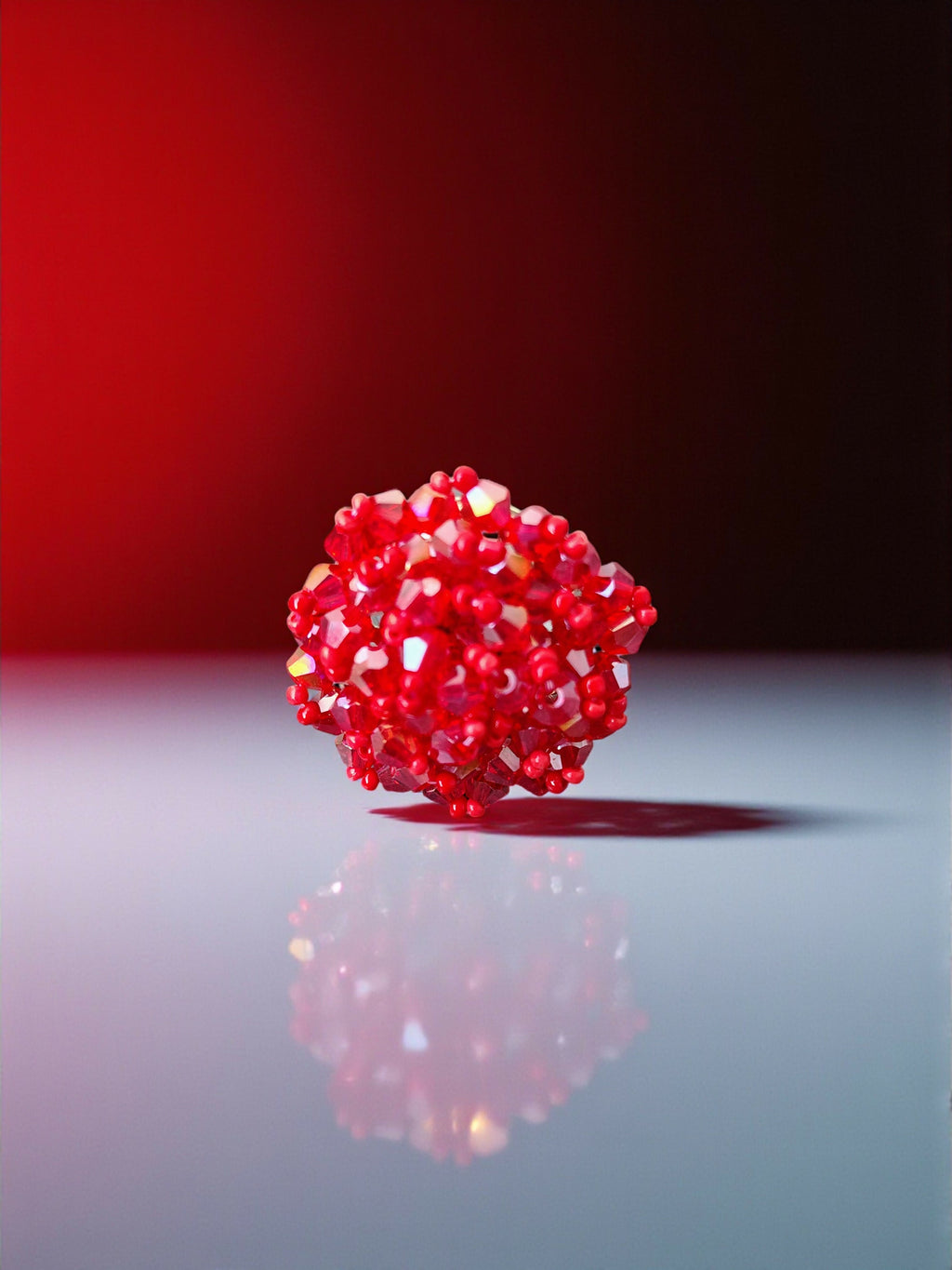 Inhanns Rang-E-Roshan Adjustable Ring – Handmade Crystal Statement Ring - Red Small