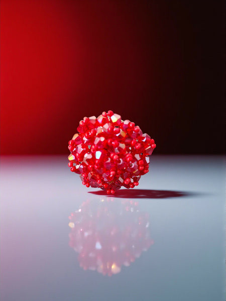 Inhanns Rang-E-Roshan Adjustable Ring – Handmade Crystal Statement Ring - Red Small
