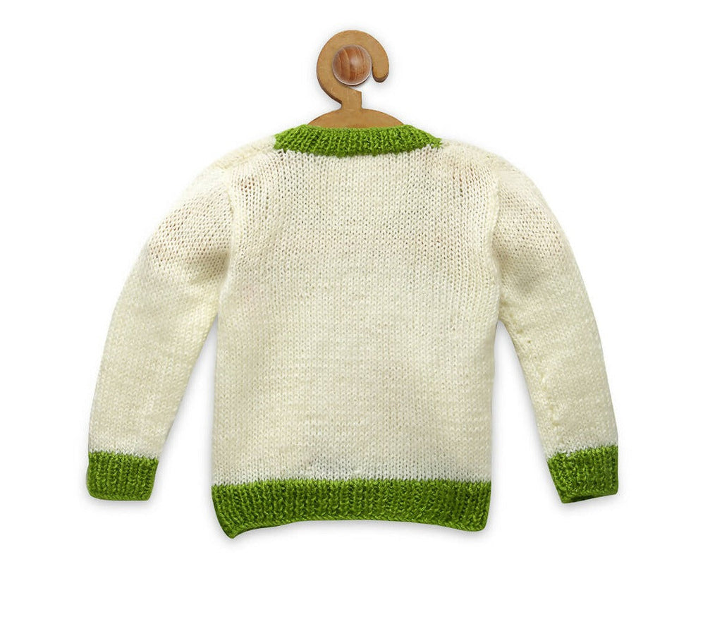 Chutput Kids Woollen Hand Knitted Strawberry Sweater - Cream