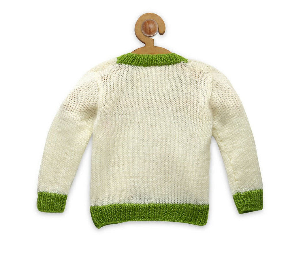 Chutput Kids Woollen Hand Knitted Strawberry Sweater - Cream