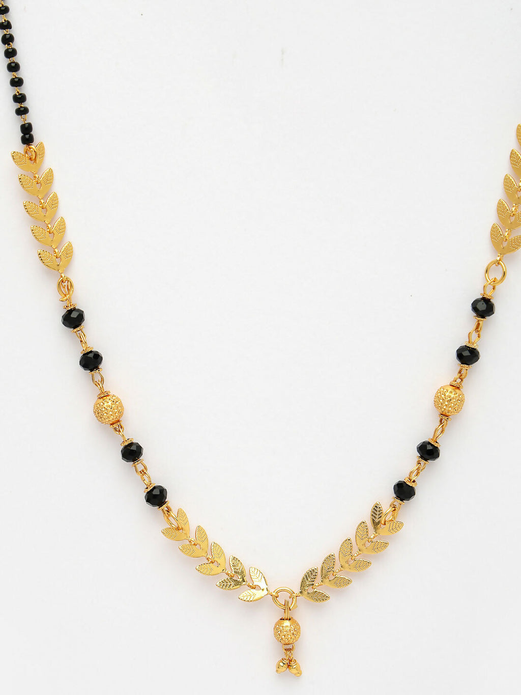 NVR Women's Set of 2 Gold-Polished Black Beaded Mangalsutra - Distacart
