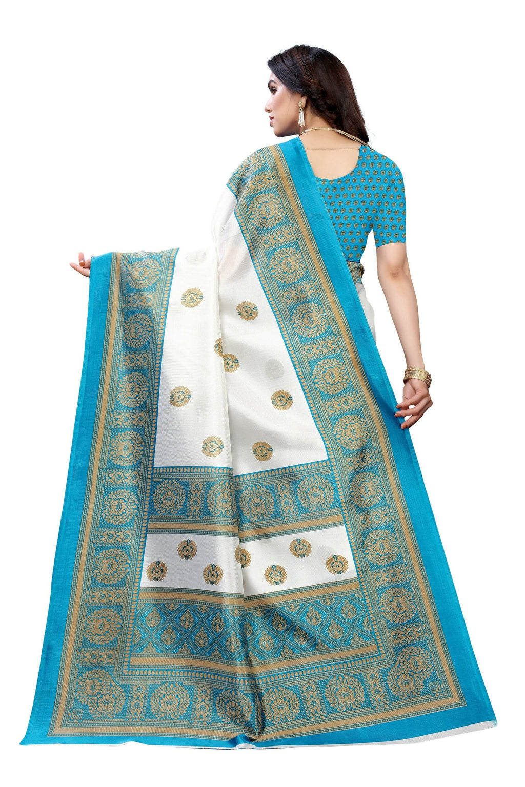 Vamika Rama Green Printed Art Silk Saree