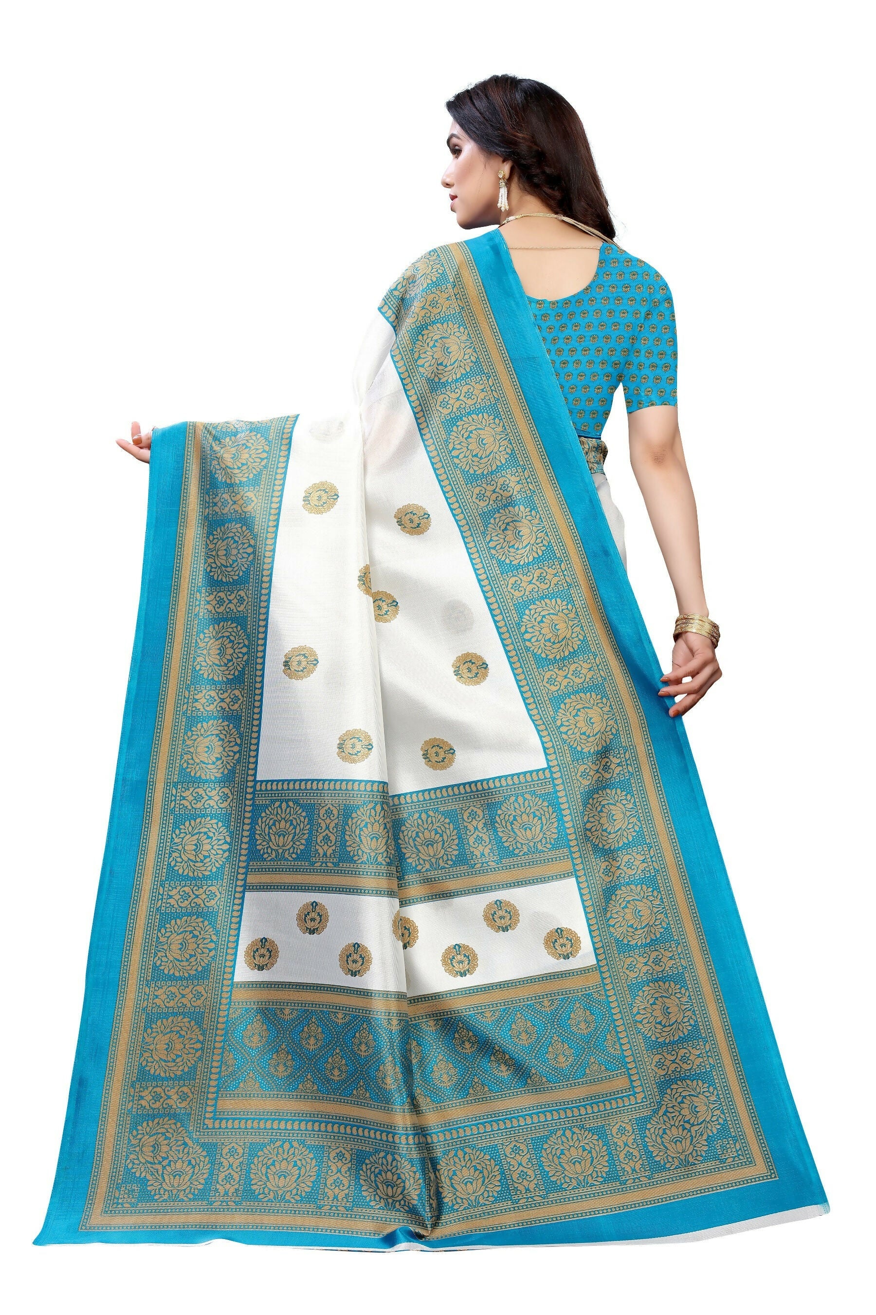 Vamika Rama Green Printed Art Silk Saree