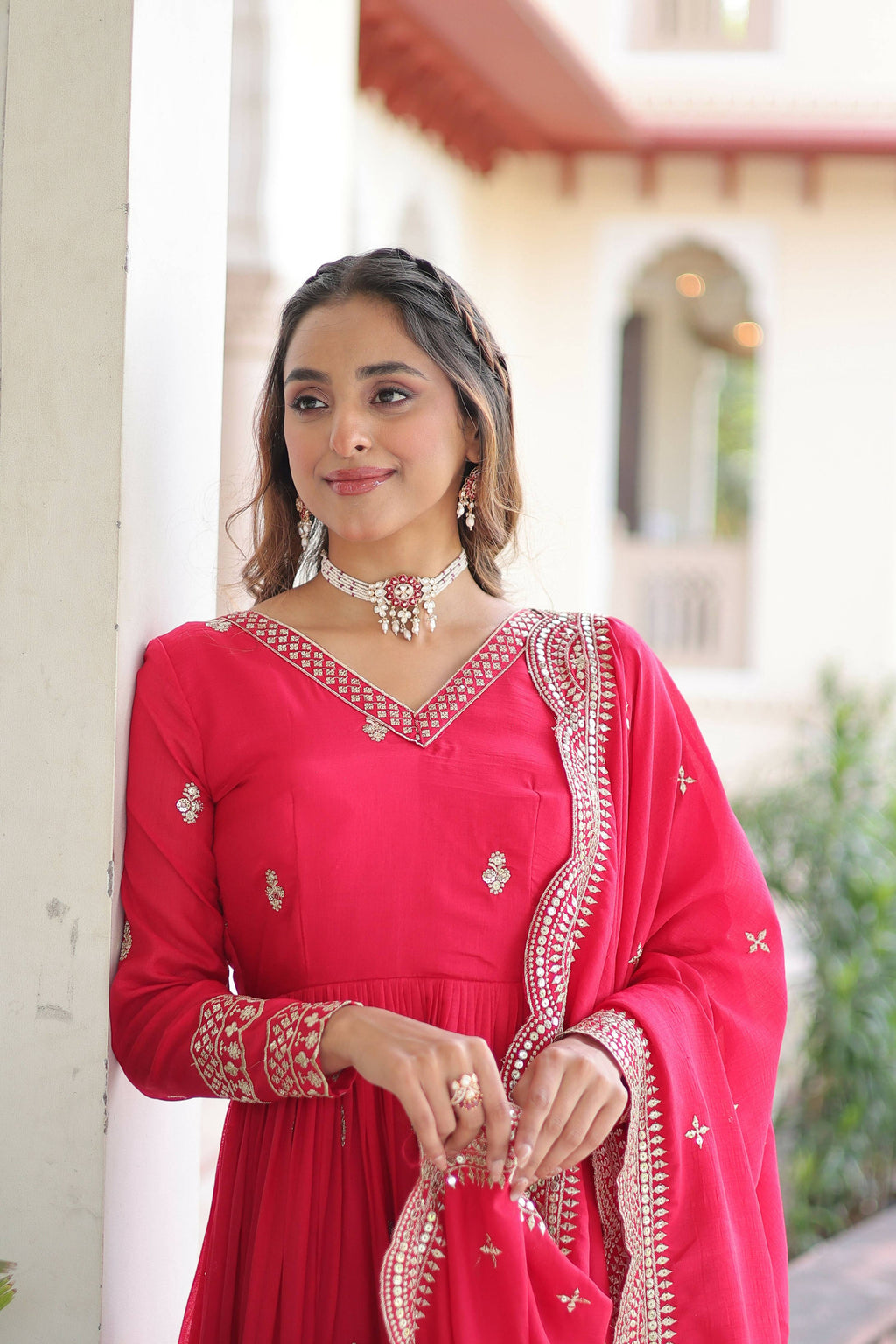 Joban Fashion Pink Readymade Kurta Set With Sequence embroidery Work - Distacart