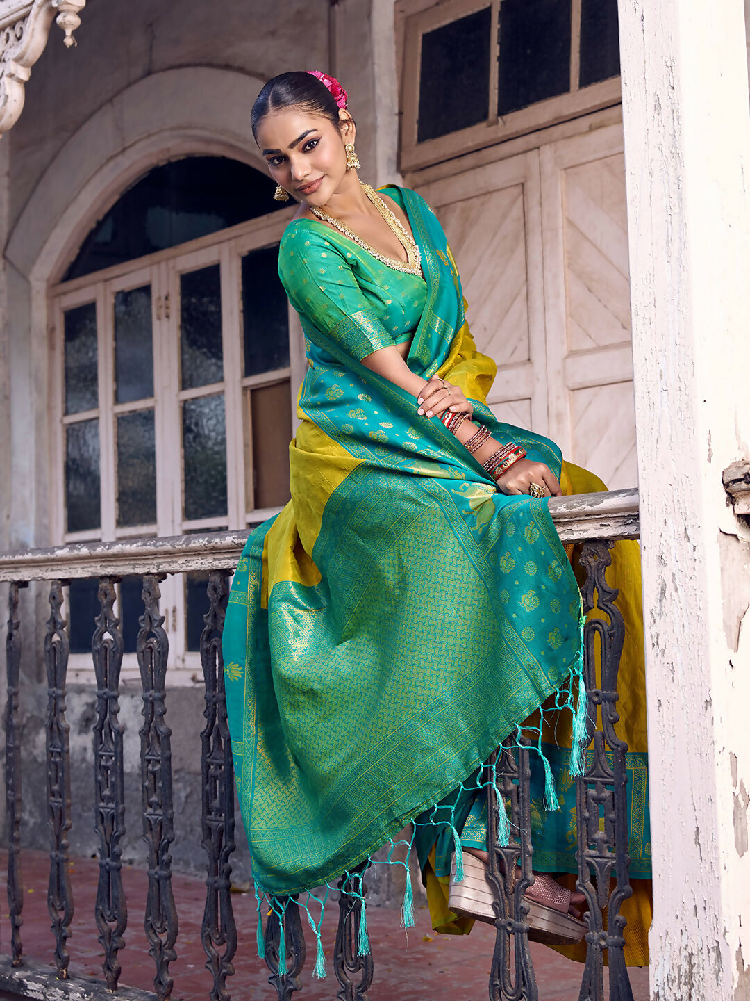 Shree Shyam Fashion Mustard Soft Silk Saree - Distacart