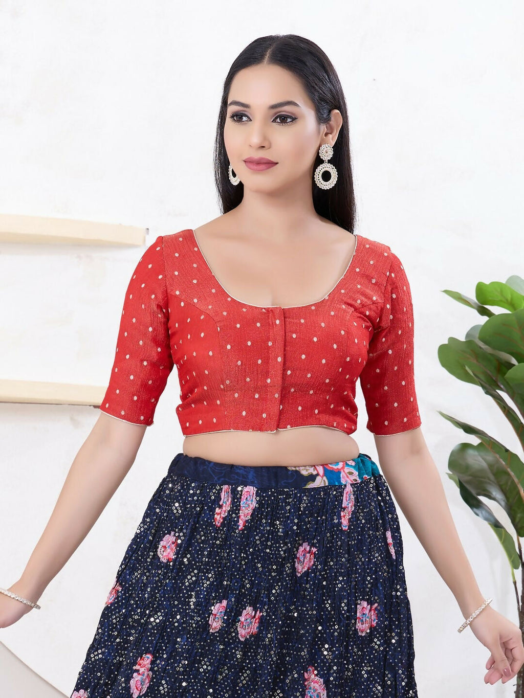 Joban Fashion Pink Tissue Elbow Sleeveless Front Open Blouse