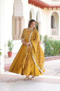 Joban Fashion Yellow Kurta Set Silk Sequins , Zari, Coding & Thread Embroidered work - Distacart
