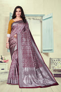 Vedant Vastram Litchi Silk Designer Banarasi Saree - Maroon