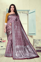 Vedant Vastram Litchi Silk Designer Banarasi Saree - Maroon