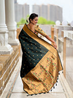 Vedant Vastram Soft Litchi Silk Paithani Jacquard Saree - Green