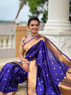 Vedant Vastram Soft Litchi Silk Paithani Jacquard Saree - Violet