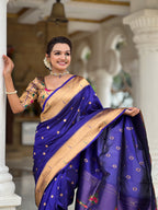 Vedant Vastram Soft Litchi Silk Paithani Jacquard Saree - Violet