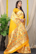 Anaita Mustard Woven Design Pure Silk Banarasi Saree With Blouse - Distacart