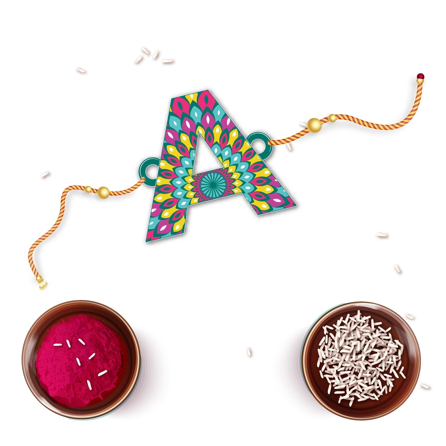 Indianvibez Alphabet A Wooden Rakhi - Kids Rakhi