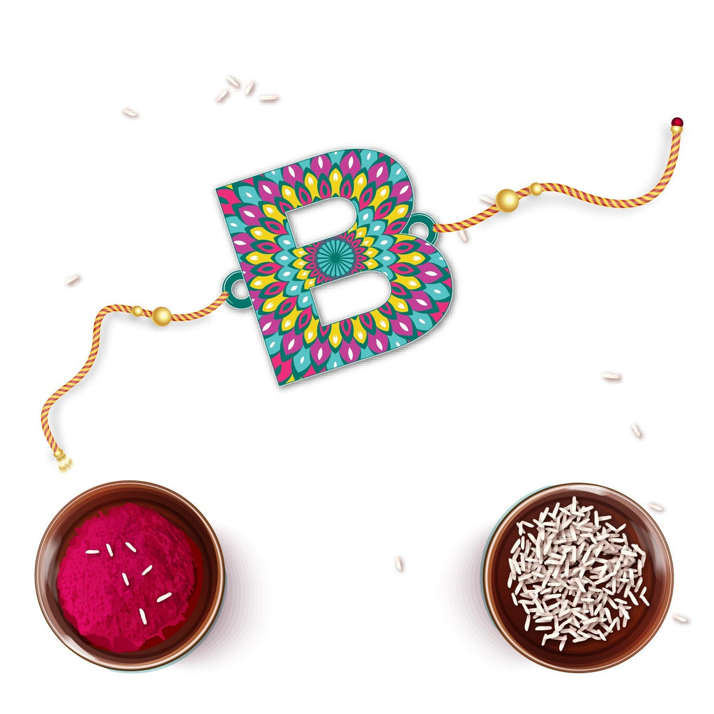Indianvibez Alphabet B Wooden Rakhi - Kids Rakhi