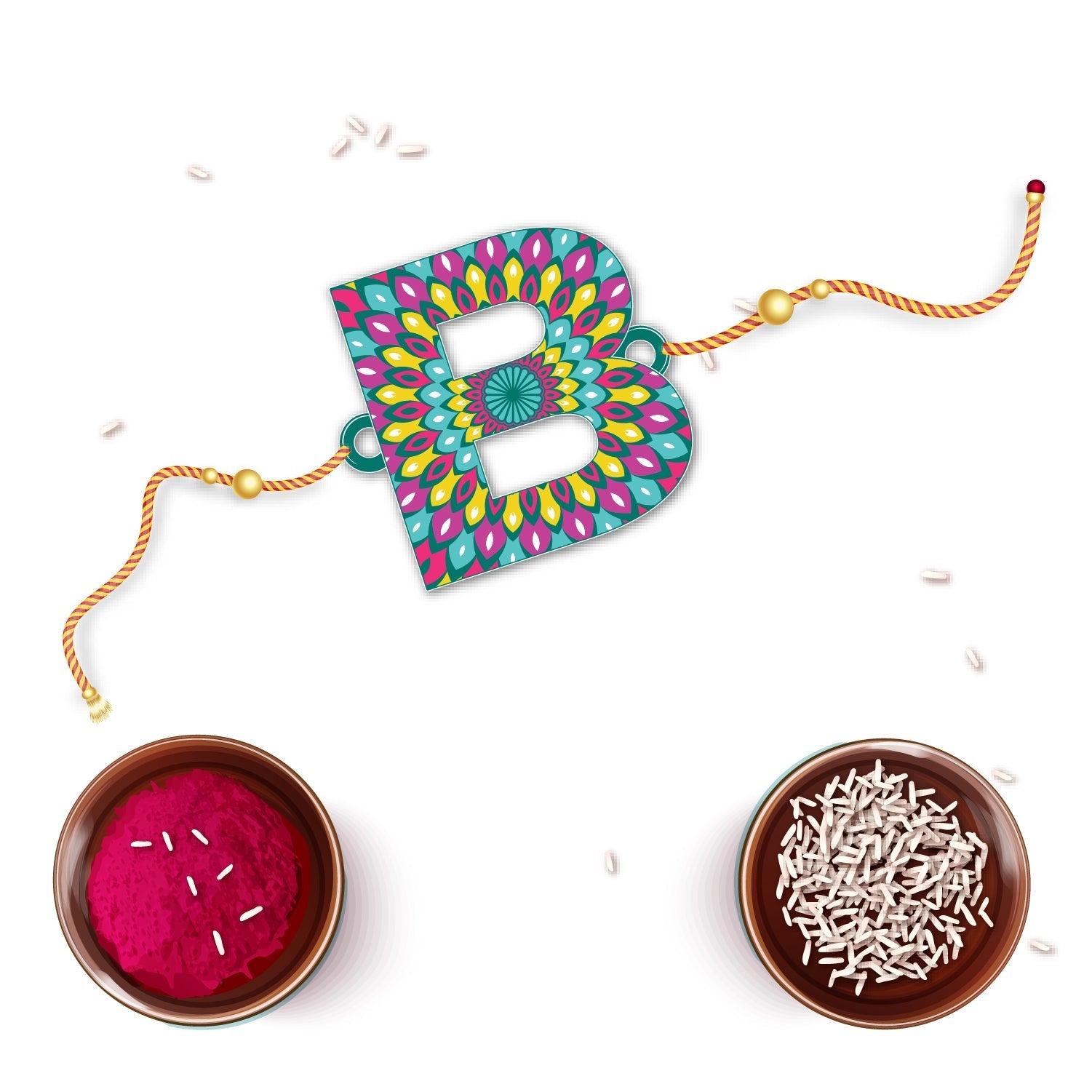 Indianvibez Alphabet B Wooden Rakhi - Kids Rakhi