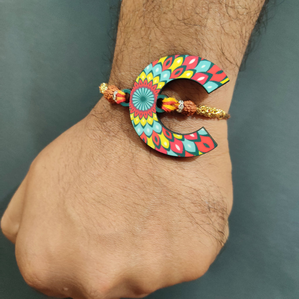 Indianvibez Alphabet C Wooden Rakhi - Kids Rakhi - Distacart