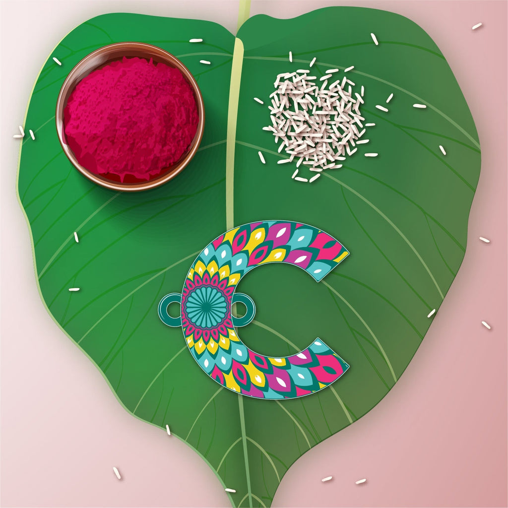 Indianvibez Alphabet C Wooden Rakhi - Kids Rakhi - Distacart