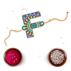 Indianvibez Alphabet F Wooden Rakhi - Kids Rakhi