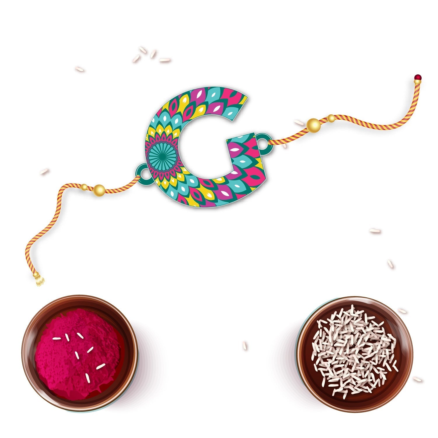 Indianvibez Alphabet G Wooden Rakhi - Kids Rakhi