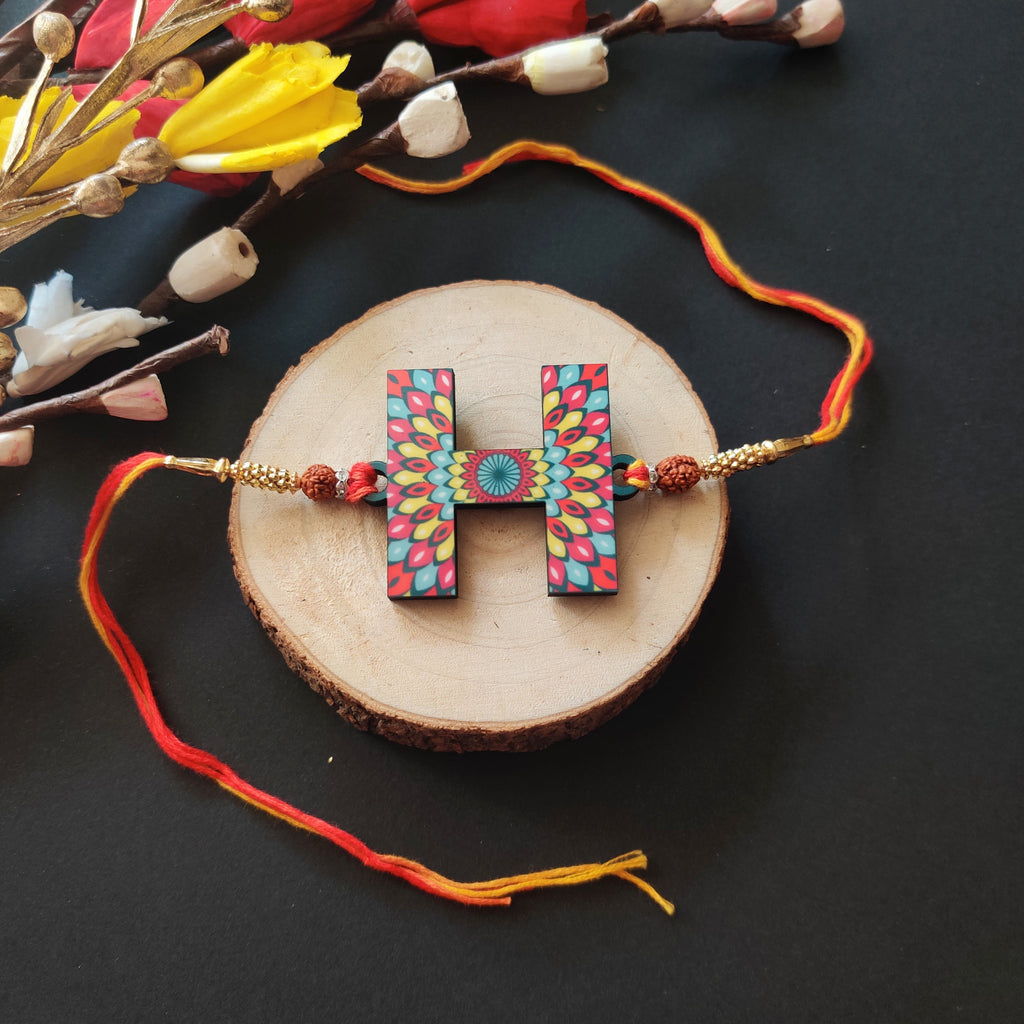 Indianvibez Alphabet H Wooden Rakhi - Kids Rakhi - Distacart
