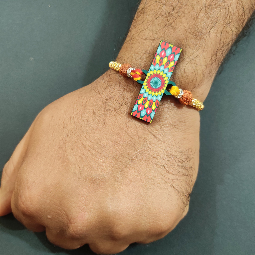 Indianvibez Alphabet J Wooden Rakhi - Kids Rakhi