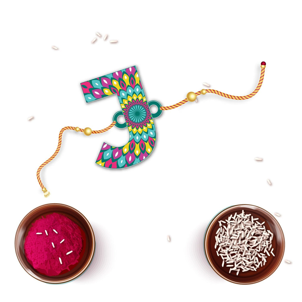 Indianvibez Alphabet J Wooden Rakhi - Kids Rakhi