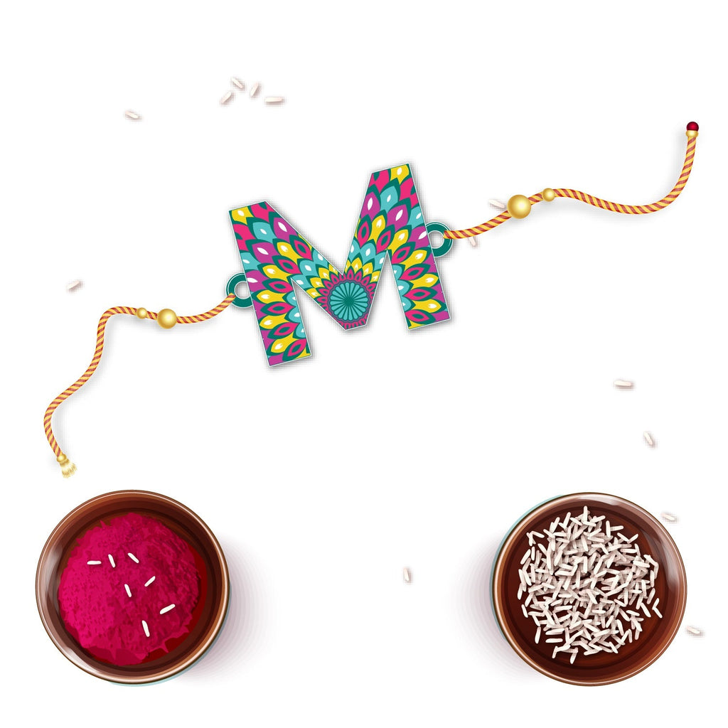 Indianvibez Alphabet M Wooden Rakhi - Kids Rakhi